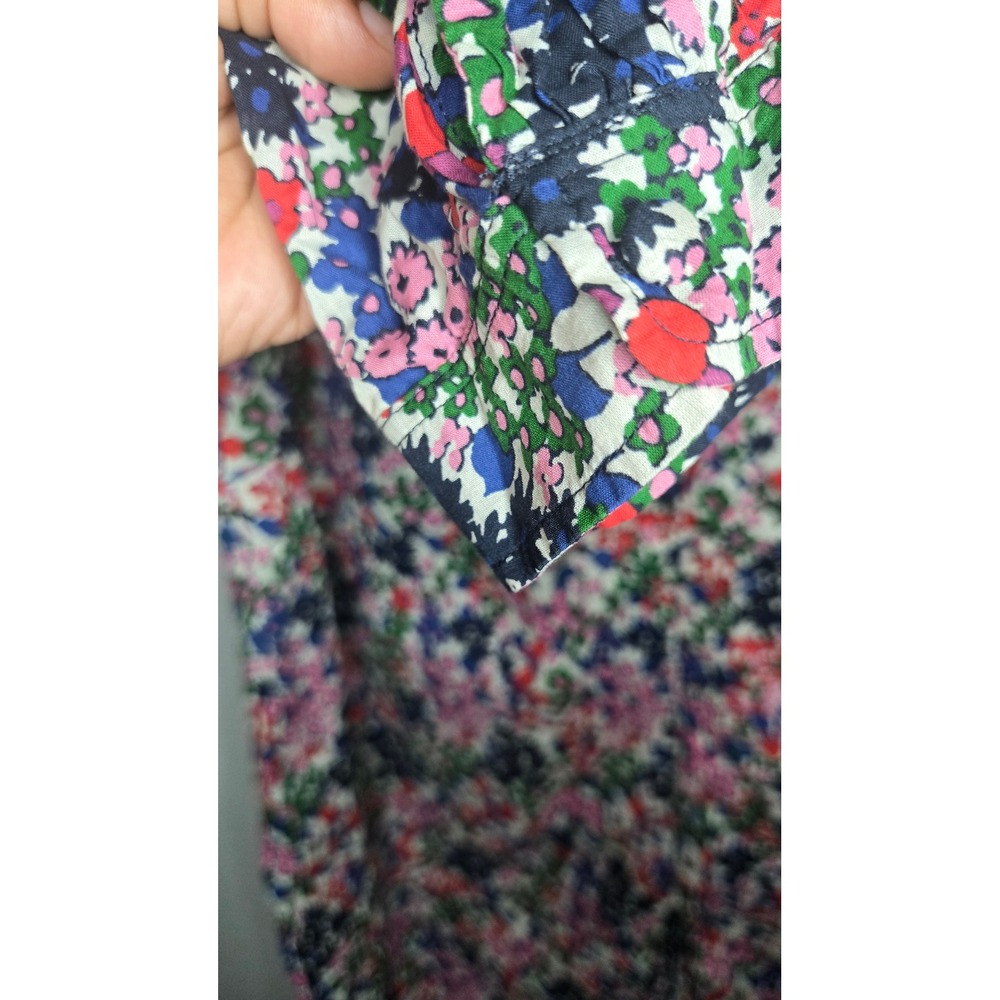 J.Crew Women's Medium Cotton Floral Midi Dress Long Sleeve Popover Multicolor - Picture 8 of 8